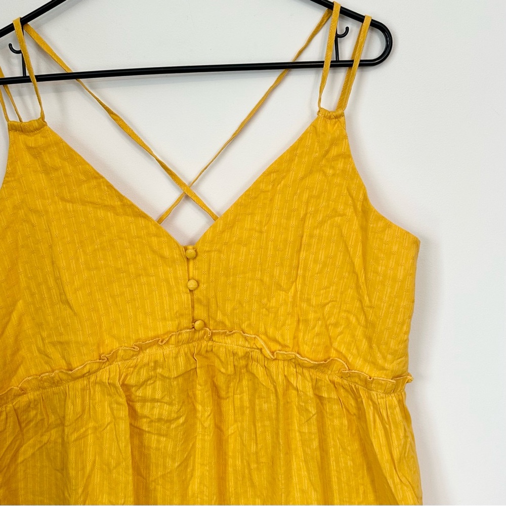 NWT Cupshe Bright Yellow Lace Up Mini Dress - Size: Large - Picture 5 of 8
